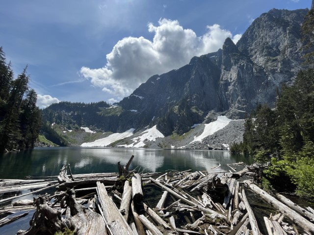 Ridged peak tower over Lake Serene. Index, WA