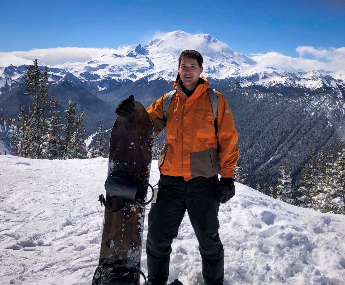 Luke snowboarding